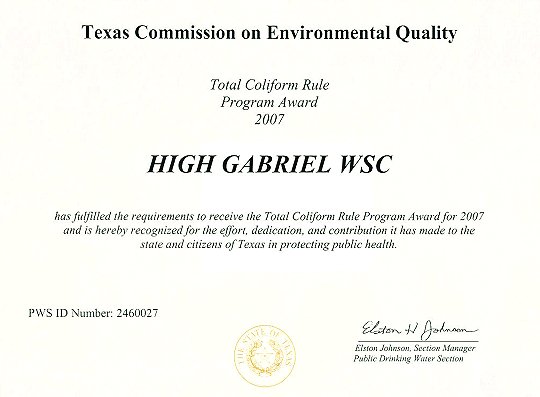 Texas Commission on Environmental Quality Award 2007