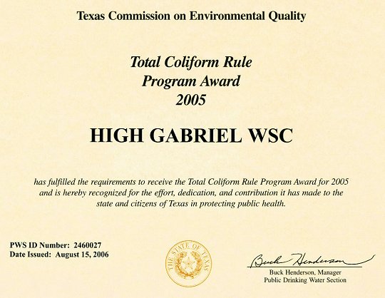 Texas Commission on Environmental Quality Award