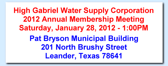 2012 HGWSC Annual Membership 
Meeting - January 28, 2012 - 1:00PM