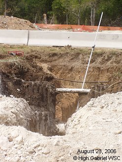 Exposed utility lines at Highway 183 and South Gabriel Drive