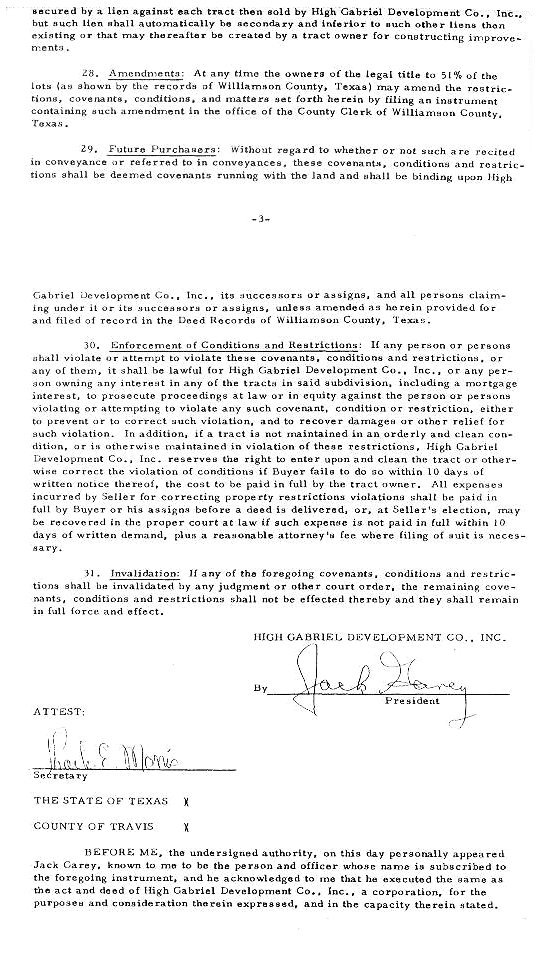 Deed Restrictions, East, Section 1