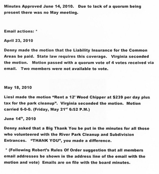 HGEPOA April 12, 2010 - Meeting Minutes