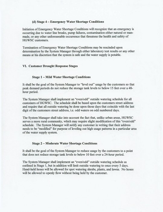 HGWSC Drought Contingency Plan Resolution