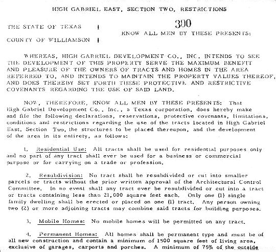 Deed Restrictions, East, Section 2