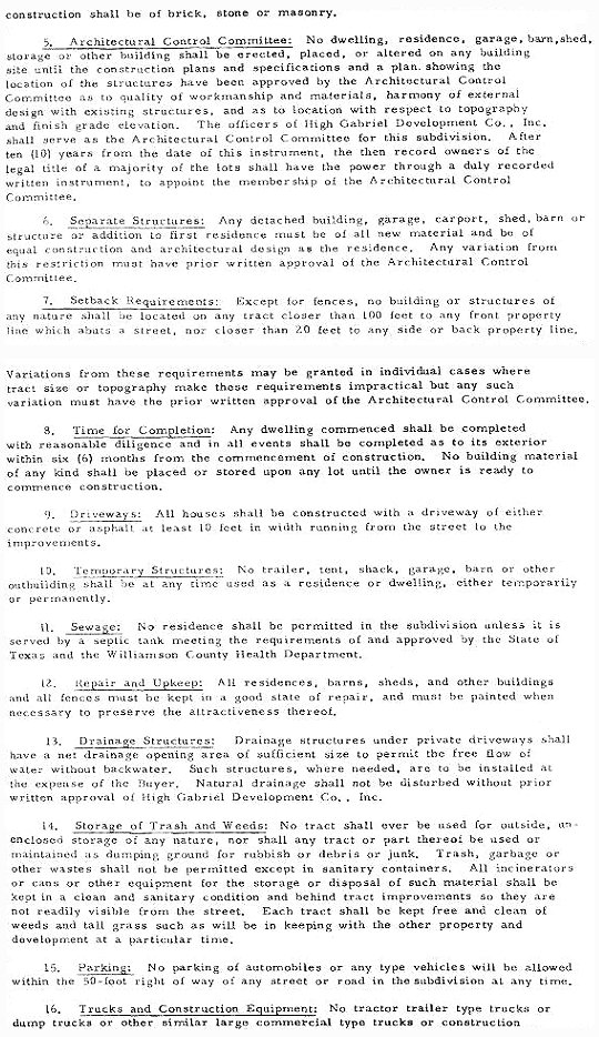 Deed Restrictions, East, Section 2