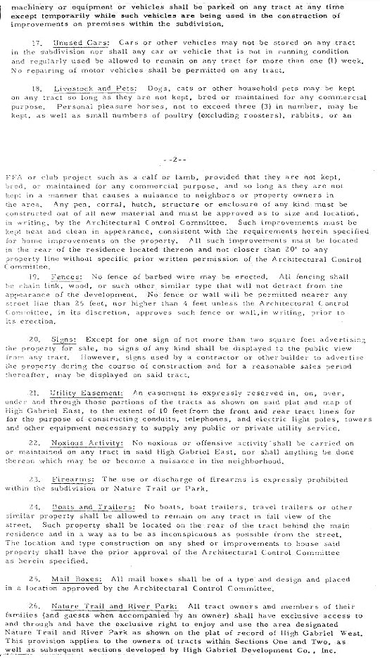 Deed Restrictions, East, Section 2
