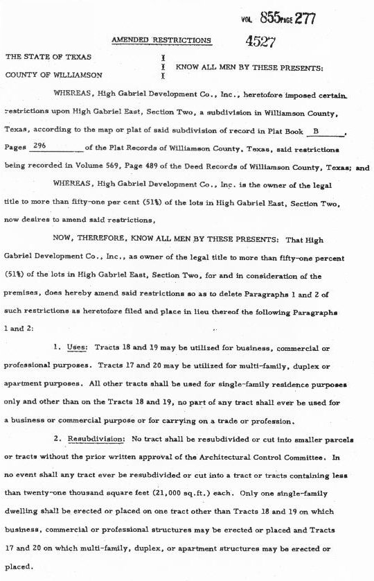 Deed Restrictions, East, Section 2