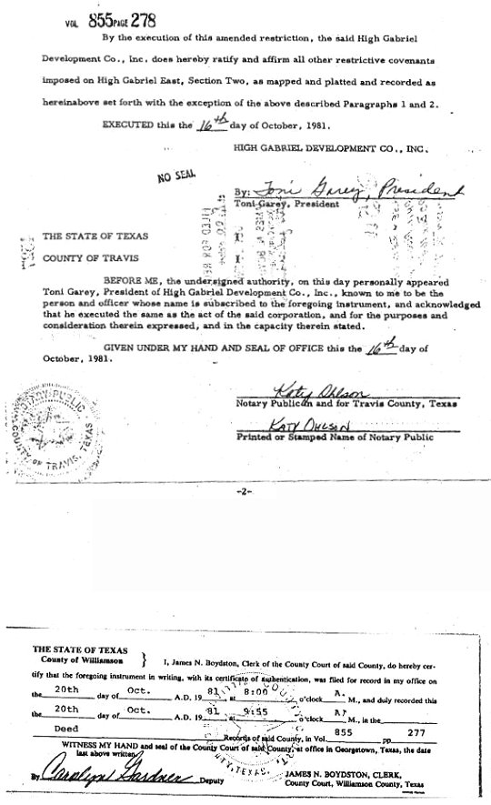 Deed Restrictions, East, Section 2