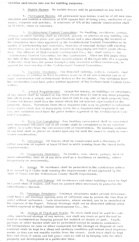 Deed Restrictions, West, Section 1