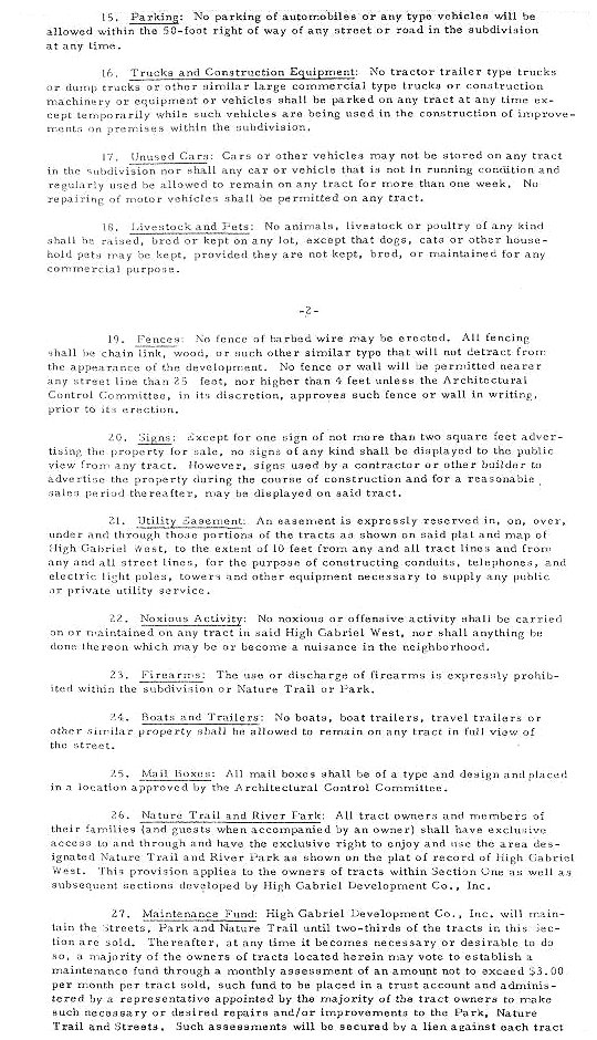 Deed Restrictions, West, Section 1