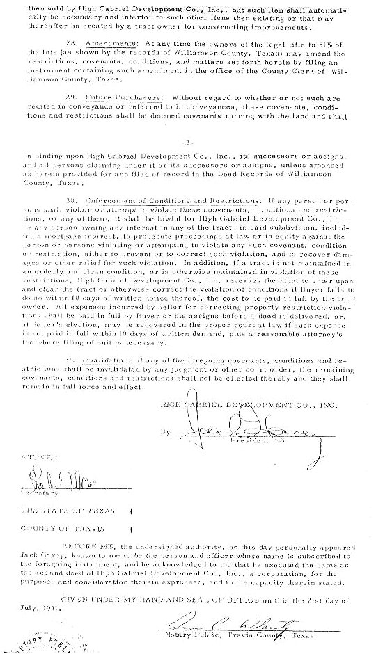 Deed Restrictions, West, Section 1