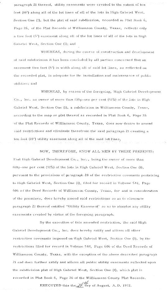 Deed Restrictions, West, Section 1