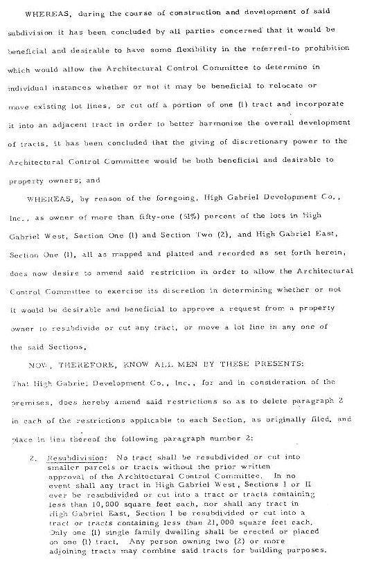 Deed Restrictions, West, Section 1