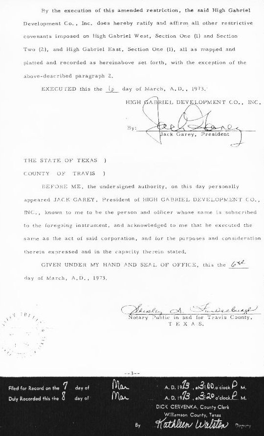 Deed Restrictions, West, Section 1