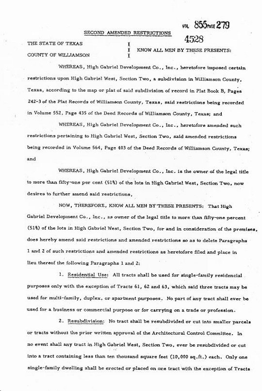 Deed Restrictions, West, Section 2