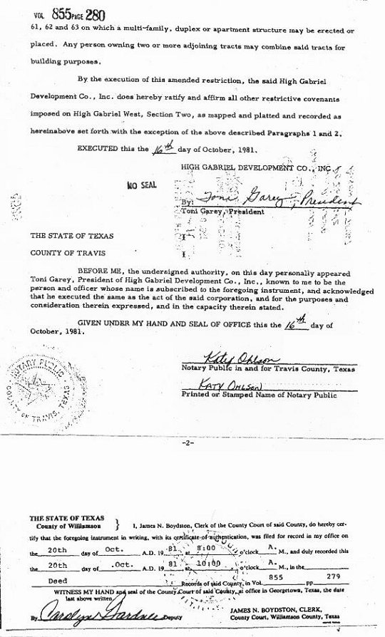 Deed Restrictions, West, Section 2