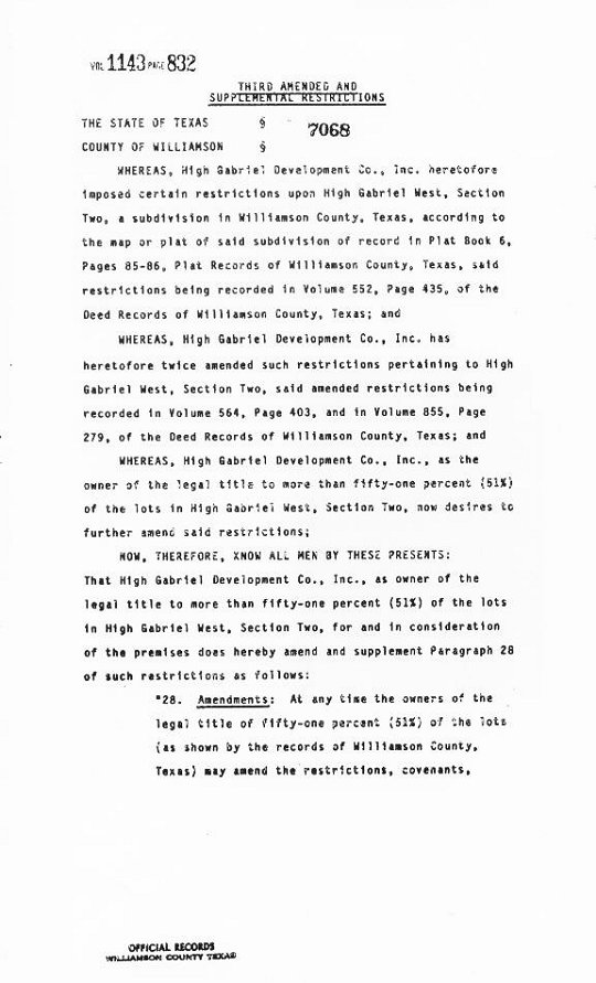 Deed Restrictions, West, Section 2