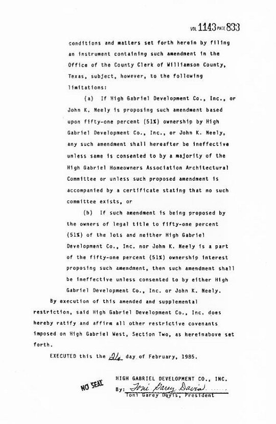 Deed Restrictions, West, Section 2