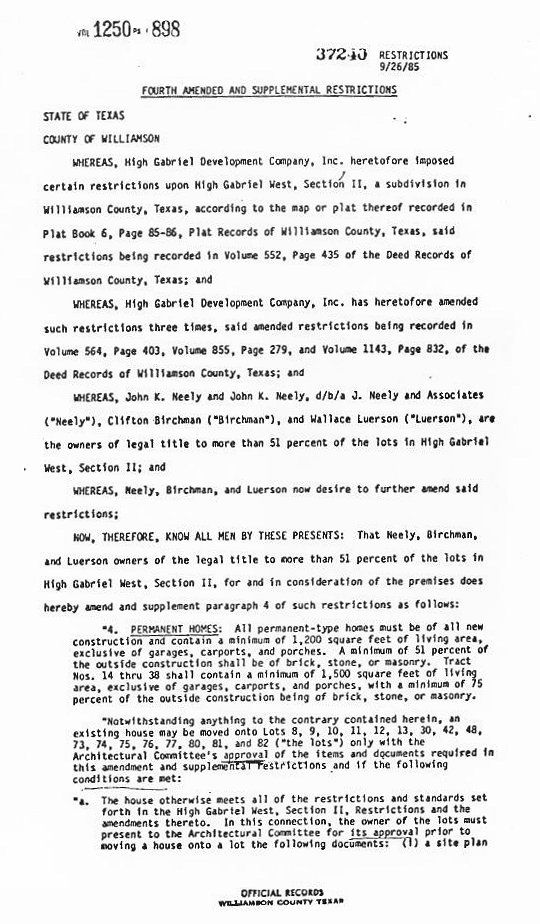 Deed Restrictions, West, Section 2