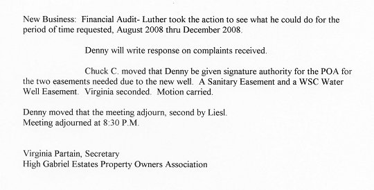 HGEPOA October 6, 2009 - Meeting Minutes