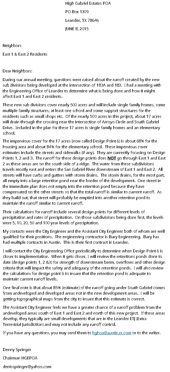 Letters to Residents